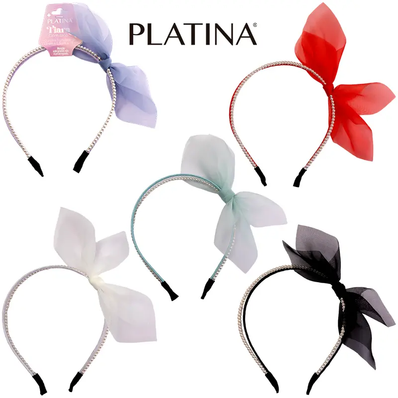 TIARA PEROLA COM LACO PLATINA 15X12,5CM
