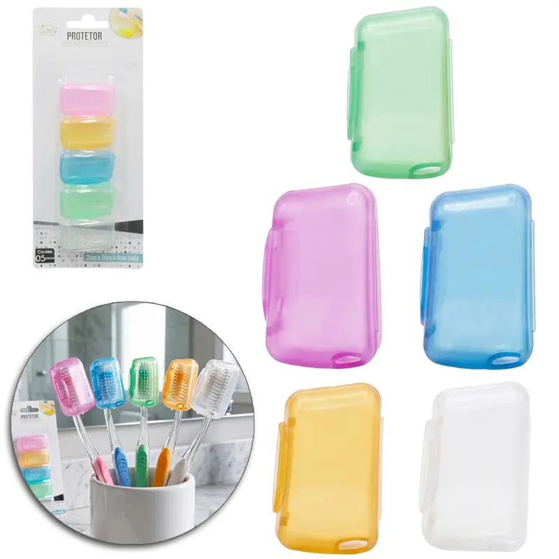PROTETOR DE CERDA PARA ESCOVA DENTAL COLORS 5 PECAS 4X2X2CM
