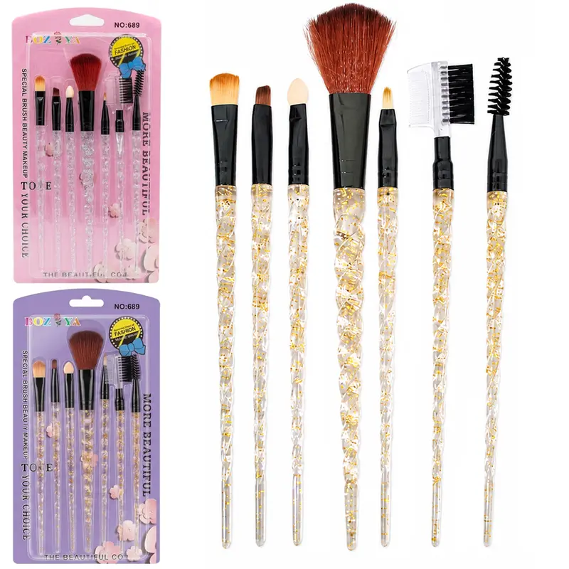 PINCEL PARA MAKE / MAQUIAGEM E ACESSORIOS CABO ACRILICO GLITTER 7 PECAS