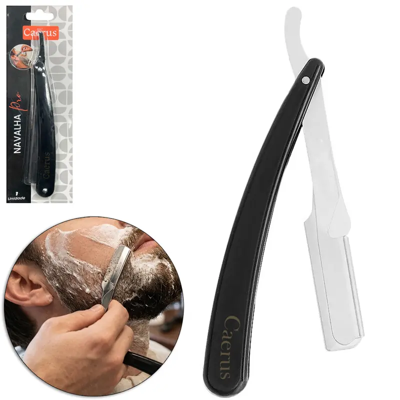 NAVALHETE PARA BARBEAR COM SUPORTE PARA LAMINA DE INOX E CABO PLASTICO PRO 16,5CM
