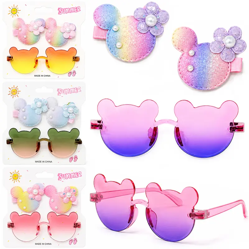 KIT BELEZA INFANTIL COM OCULOS URSO + 2 ACESSORIOS PARA CABELO PRESILHA SUMMER