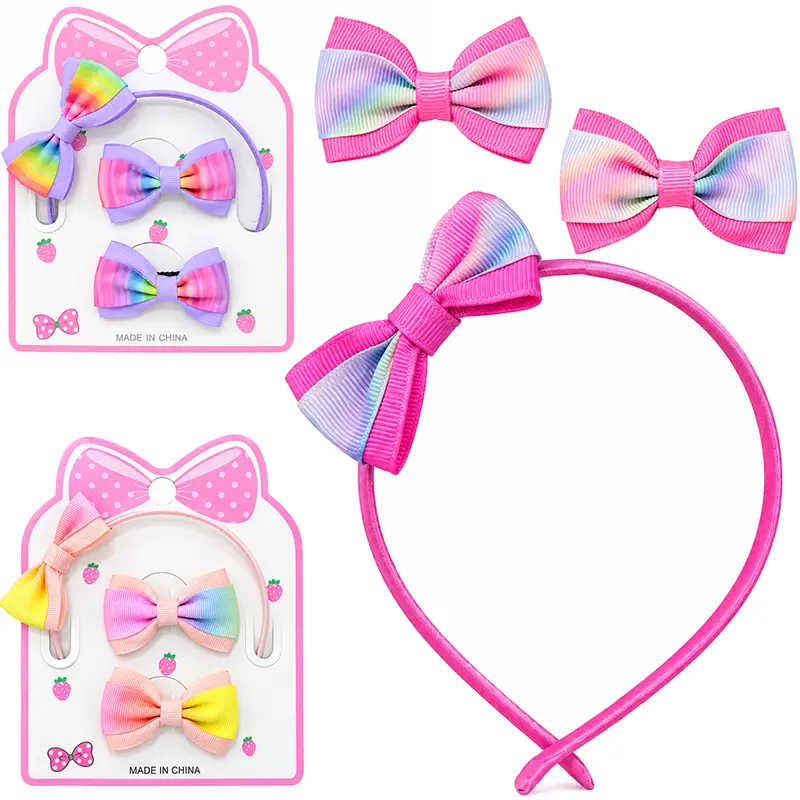 KIT BELEZA INFANTIL COM TIARA + ACESSORIOS PARA CABELO PRESILHA LACO 3 PECAS