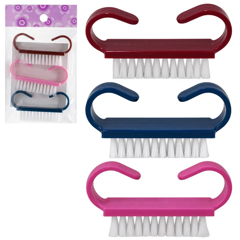 ESCOVA DE UNHA/MANICURE DE PLASTICO COM 3 PECAS 6,5X3CM