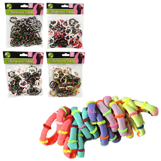 KIT ACESSORIOS PARA CABELO ELASTICO / RABICO COLORS 50 PECAS 3CM DE Ø