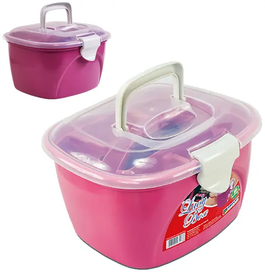 MALETA FRASQUEIRA DE PLASTICO LADY BOX ROSA 24,5X28,5X16,5CM