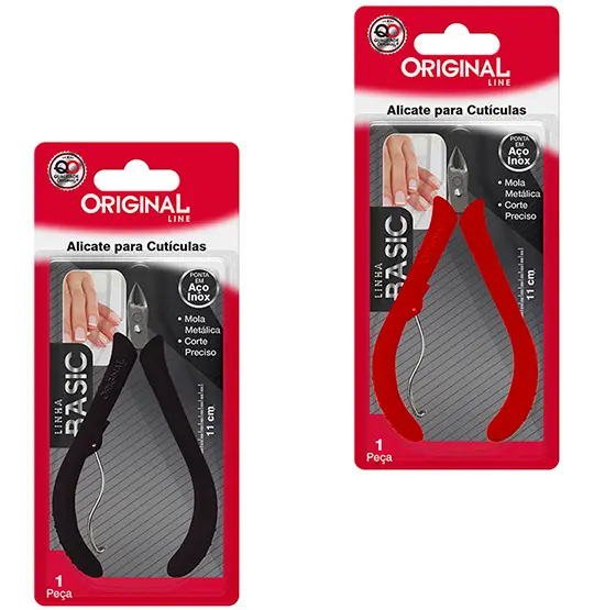 ALICATE DE CUTICULA VERMELHO / PRETO 11CM