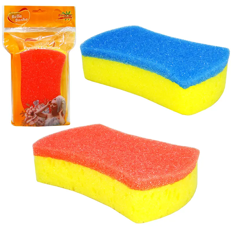 ESPONJA / BUCHA DE ESPUMA PARA BANHO ESFOLIANTE DUPLA FACE 170X100X50MM