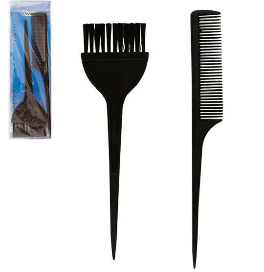 KIT TINTURA PARA CABELO COM PINCEL + PENTE PRETO NA SOLAPA