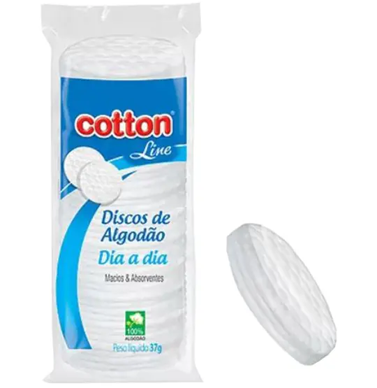 DISCOS DE ALGODAO PARA LIMPEZA DE MAQUIAGEM DIA A DIA COTTON LINE 37G