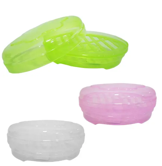 SABONETEIRA DE PIA DE PLASTICO OVAL TRANSCOLOR COM TAMPA E TELA
