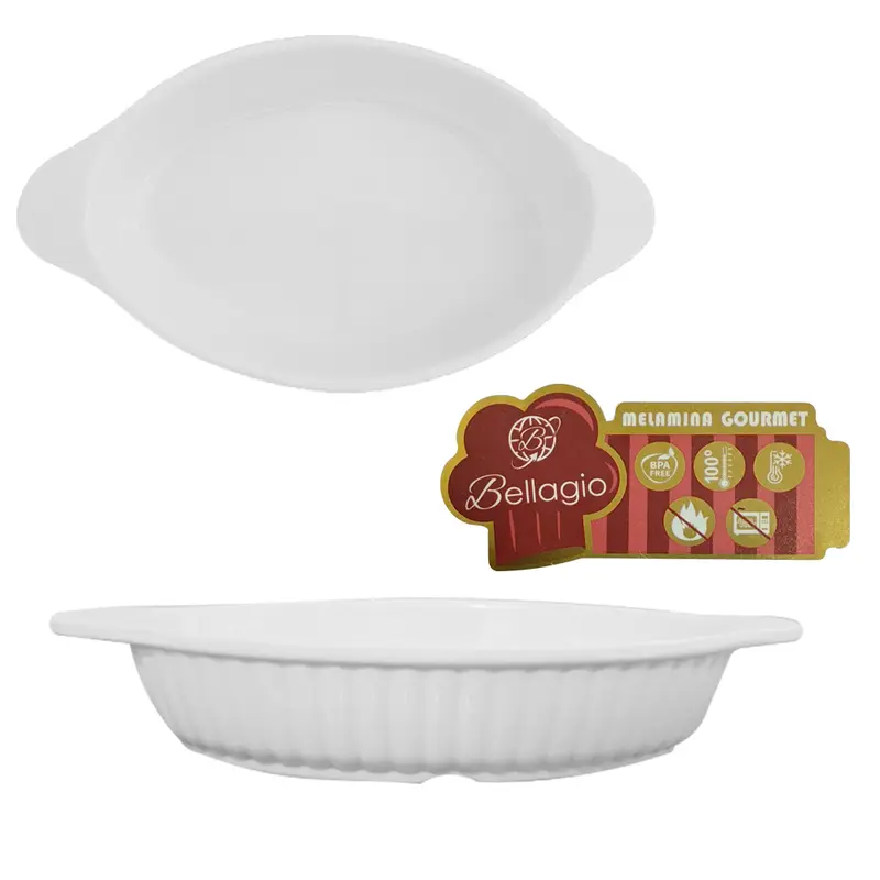 TIGELA DE MELAMINA OVAL P GOURMET BRANCA 550ML 25X15X4,3CM