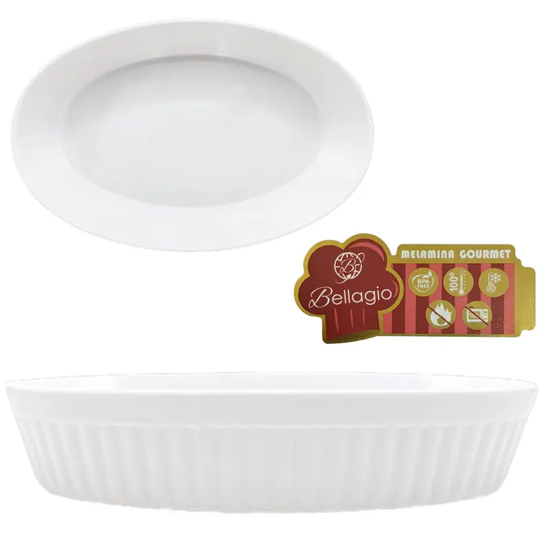 TIGELA DE MELAMINA OVAL P GOURMET BRANCA 1100ML 25X16,2X5,5CM