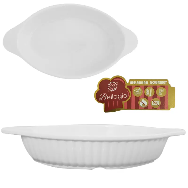 TIGELA DE MELAMINA OVAL M GOURMET BRANCA 1000ML 30X18X5,2CM