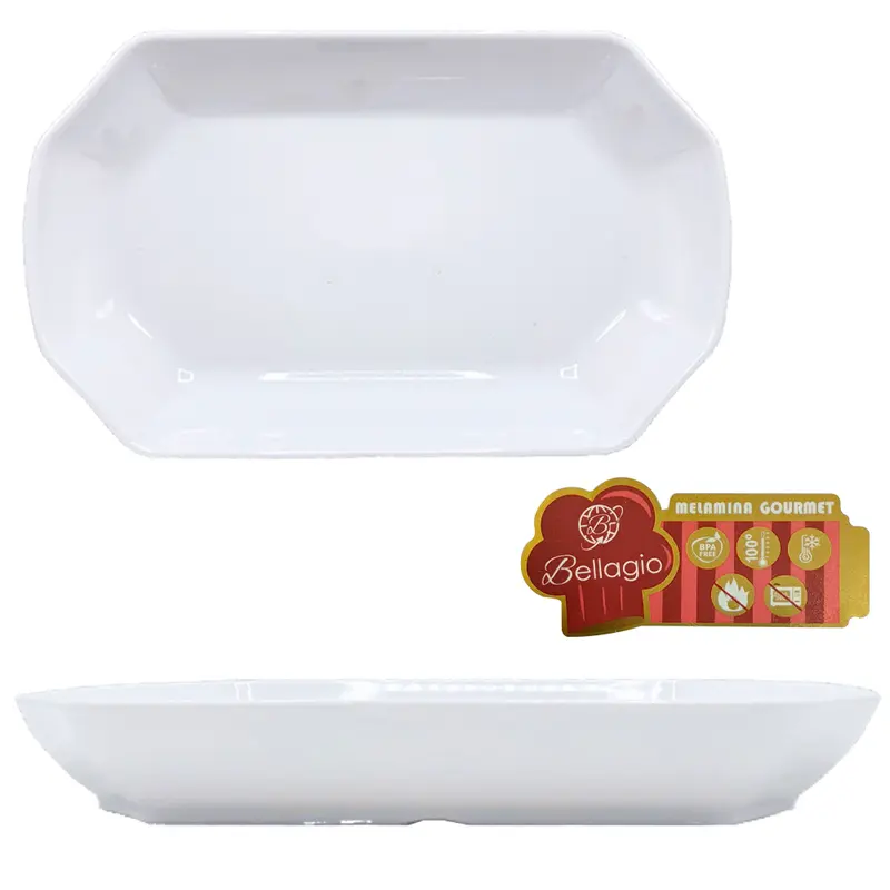 TRAVESSA DE MELAMINA M GOURMET BRANCA 1200ML 33X18X5,4CM