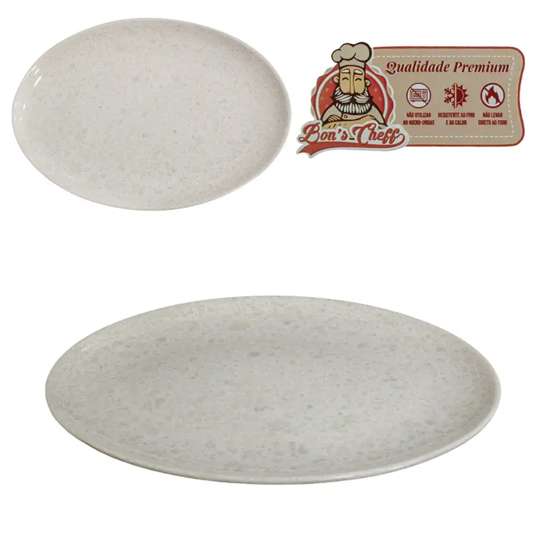 TRAVESSA DE MELAMINA OVAL GOURMET GRANITO 20X14CM